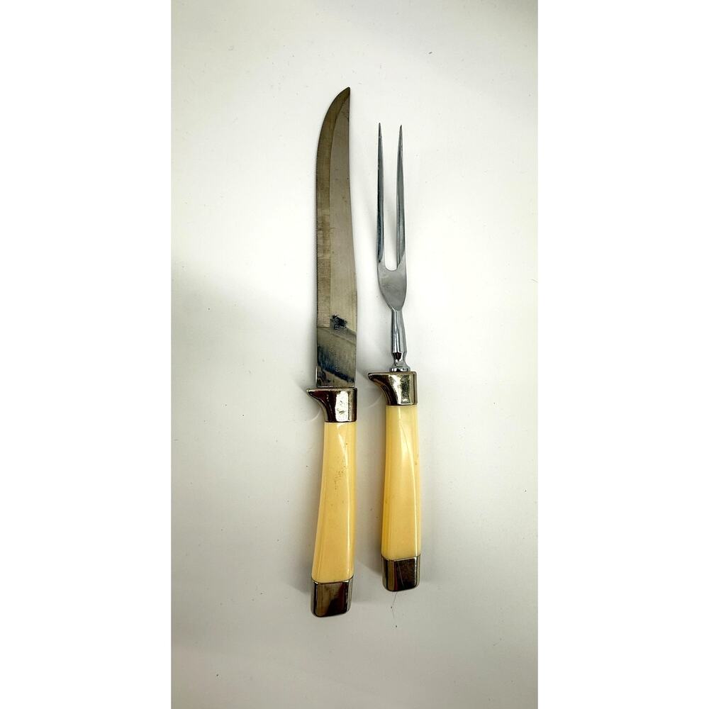 Vintage Regent Sheffield England Hollow Ground Carving Knife Fork Set 12 In
